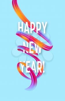 New Year on the background of a colorful brushstroke oil or acrylic paint design element. Vector illustration EPS10