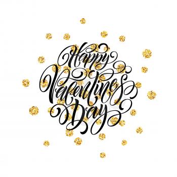 Festive sparkle layout template design Glitter Lettering Happy Valentine day card. Vector illustration EPS10