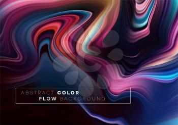 Modern colorful flow poster. Wave Liquid shape in black color background. Art design for your design project. Vector illustration EPS10