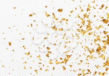 Gold foil confetti isolated on a transparent white background. Festive background. Vector illustration EPS10