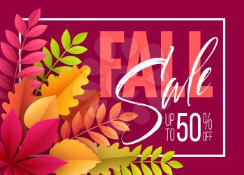 Autumn Sale background with Fall leaves. Vector illustration EPS10