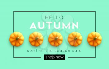 Fashionable modern autumn background with bright autumn pumpkin for design of posters, flyers, banners.  Vector illustration EPS10