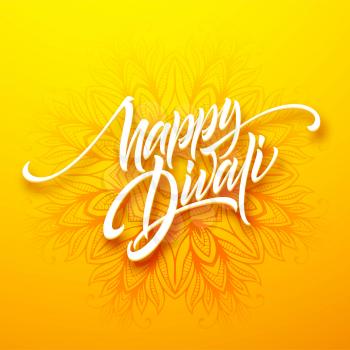 Happy Diwali traditional Indian festival greeting lettering. Vector illustration EPS10