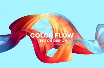 Modern colorful flow poster. Wave Liquid shape in blue color background. Art design for your project. Vector illustration EPS10
