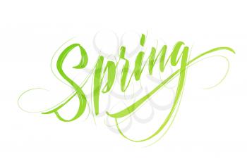 Spring handwritten lettering. Beautiful modern calligraphy. Isolated on white for easy use. Vector illustration EPS10