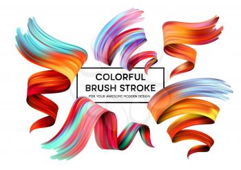 Set of colorful brush strokes. Modern design element. Vector illustration EPS10