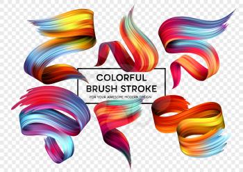 Set of colorful brush strokes. Modern design element. Vector illustration EPS10