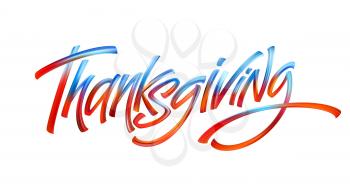 Lettering Thanksgiving Paint Texture Hand Drawn Illustration Isolated on White Background. Vector illustration EPS10