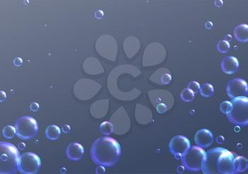 Realistic soap bubbles on gray background. Vector illustration EPS10