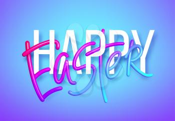 3D realistic rainbow holiday Happy Easter lettering background . Vector illustration EPS10