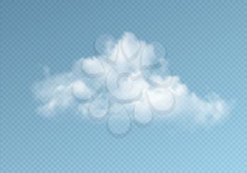 Transparent clouds isolated on blue background. Real transparency effect. Vector illustration EPS10