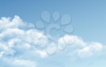 Transparent different clouds isolated on blue background. Real transparency effect. Vector illustration EPS10