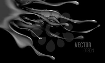 Black realistic 3d flow wavy background. Vector illustration EPS10