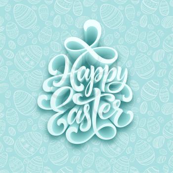 Happy Easter handwritten lettering. Holiday calligraphy. Vector illustration EPS10