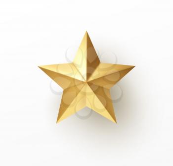 Realistic 3d golden star isolated on white background. Vector illustration EPS10