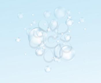 Realistic soap bubble isolated on transparent background. Real transparency effect. Water foam bubbles set. Vector illustration EPS10