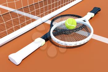 Tennis; rackets; sphere; court.