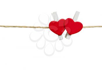 Two lovely red hearts. On old white  background.Two lovely red hearts. isolate