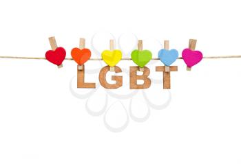  LGBT rainbow and hearts on a white  background.LGBT symbol,isolate