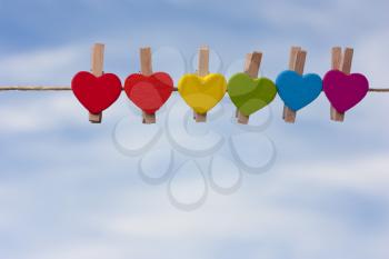 rainbow heart against the sky. LGBT ((Lesbian, Gay, Bisexual, Transgender)symbol,	 	
concepts


