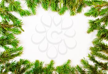 Frame made of tree branches. The composition of the Christmas tree.Christmas, New Year's background