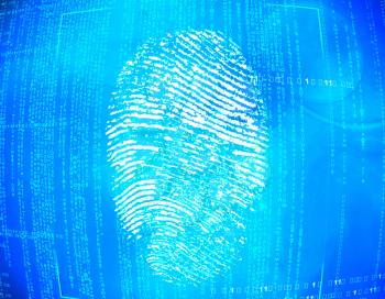 Abstract  blue  technology background  scan fingerprint biometric identity , approval. security concept.
