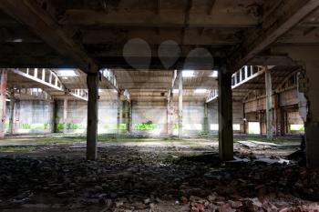 Abandoned factory, ruined walls, abandoned building
