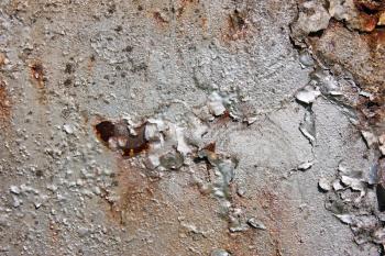 Grunge gray, silver, rusty , metal background with shabby paint in the cracks