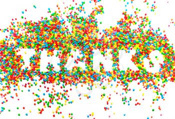 The word THANKS from colorful balls, abstract background