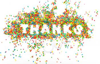 The word THANKS from colorful balls, abstract background