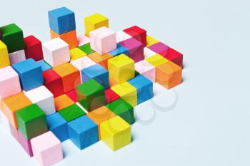 Color cubes in the puzzle. Concept creative, logical thinking, art,Creativity inspiration.Geometric  background