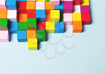 Color cubes in the puzzle. Concept creative, logical thinking, art