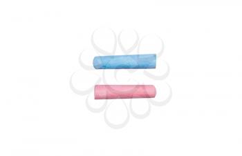 Blue and pink chalk on a white background, symbol of equality of women and men. Feminism