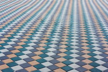 Mosaic of color stylish modern paving stones. Beautiful abstract background.City path, the area of stone