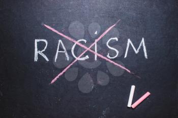 word Stop racism written on chalk board