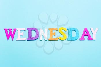 Word Wednesday in multicolored letters on a blue background
