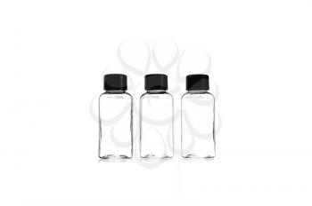 Transparent empty jar, container with 75 ml capacity on white background for cosmetics. Set in the plane
