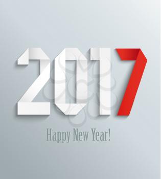 New 2017 year greeting card made in origami style, vector illustration.