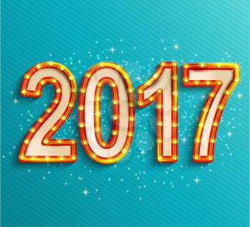 2017 Happy new year shining retro light creative design for your greetings card, flyers, invitation, posters, brochure, banners, calendar. Vector illustration.