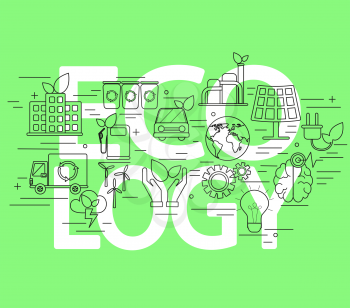 Line style vector illustration concept of ecology.