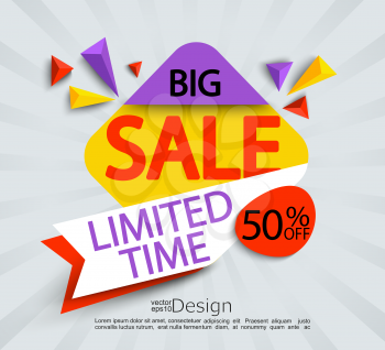 Big sale - limited time banner. Sale and discounts. Vector illustration.