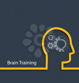Brain training concept. Gear head. Vector illustration