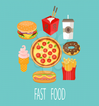 Vector of fast food. Symbols and signs.