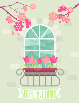 Spring is coming - vector illustration in flat style.
