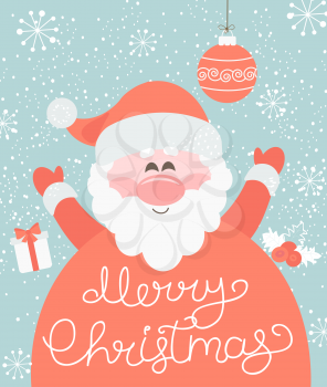 Christmas Greeting Card. Merry Christmas from Santa. Vector illustration.