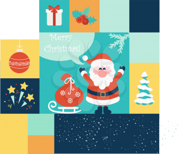 Set of Christmas and New Year flat icons. Vector illustration. EPS 10.