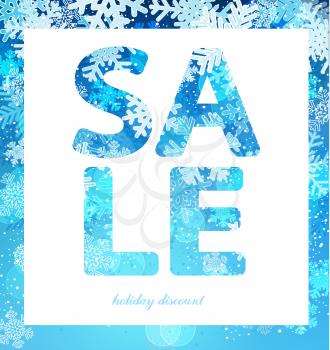 Sale poster discount with snowflakes. Winter background, vector illustration.