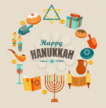 Happy Hanukkah card template or banner or flyer.
