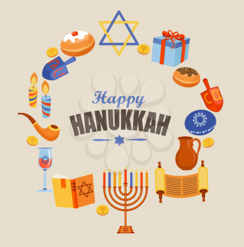Happy Hanukkah typography card template or banner or flyer.