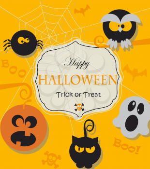 Poster, banner or background with message for Halloween Night Party.